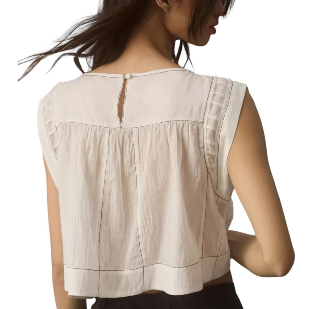NWT ANTHROPOLOGIE Women’s Cap-Sleeve Babydoll Blouse - Picture 3 of 16